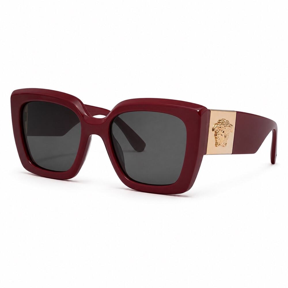 Versace Dark Ruby Medusa Oversized Sunglasses with Case & Box